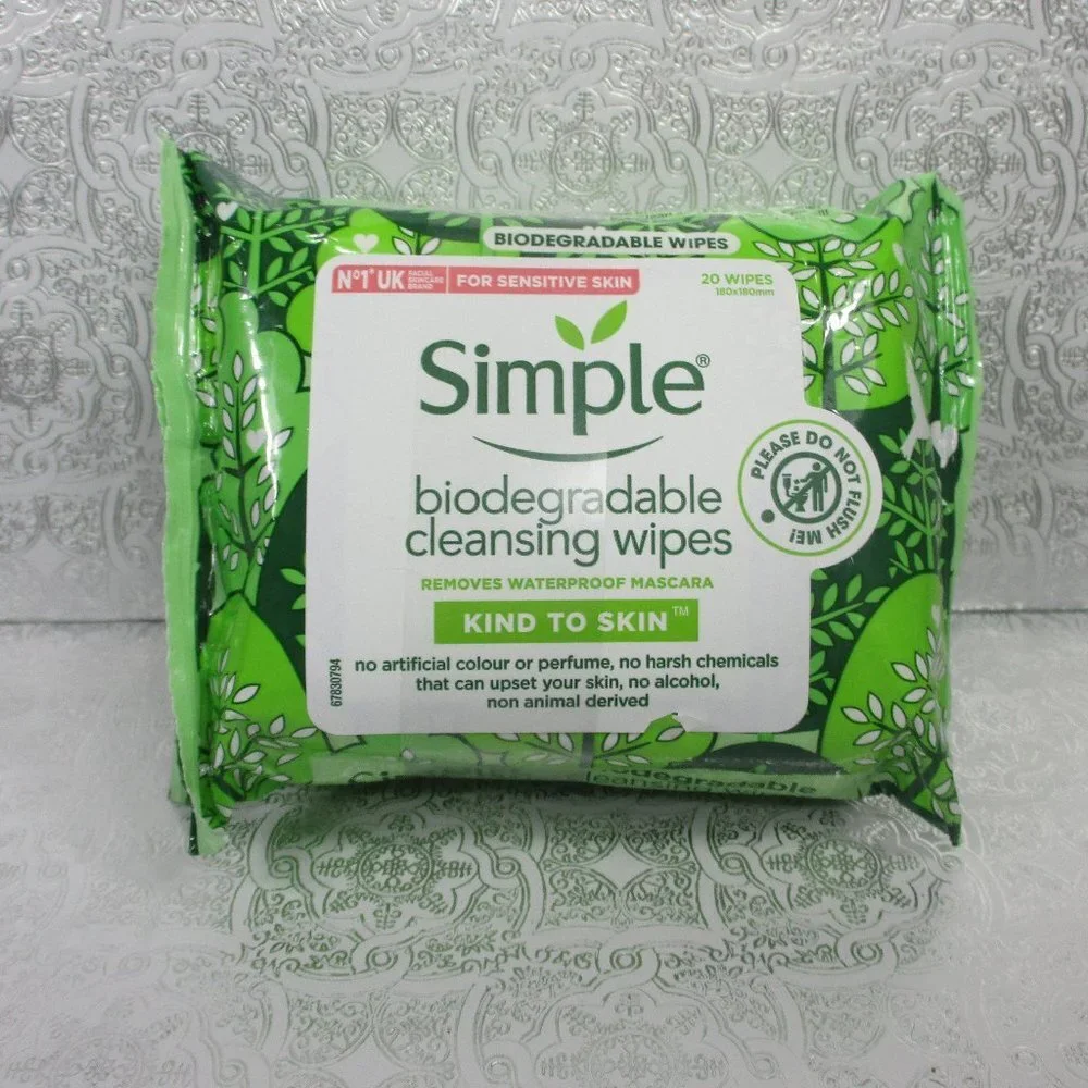 SIMPLE Sensitive Biodegradable Cleansing Wipes 2 Pack💥💥